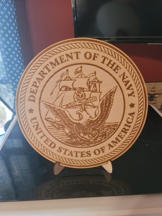 Department of the Navy Shield w/stand 7"